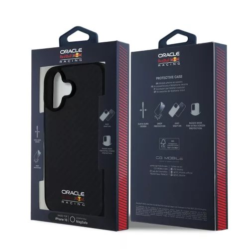 Red Bull Carbon Shiny Logo MagSafe tok, iPhone 16 - fekete