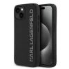 Karl Lagerfeld 3D Rubber Glitter Logo tok, iPhone 15 - fekete