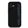 Karl Lagerfeld 3D Rubber Glitter Logo tok, iPhone 16 - fekete