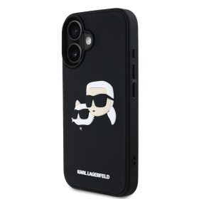   Karl Lagerfeld 3D Rubber Double Heads tok, iPhone 16 - fekete
