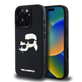   Karl Lagerfeld 3D Rubber Double Heads tok, iPhone 16 Pro - fekete