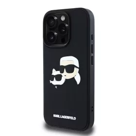   Karl Lagerfeld 3D Rubber Double Heads tok, iPhone 16 Pro - fekete