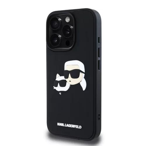 Karl Lagerfeld 3D Rubber Double Heads tok, iPhone 16 Pro - fekete