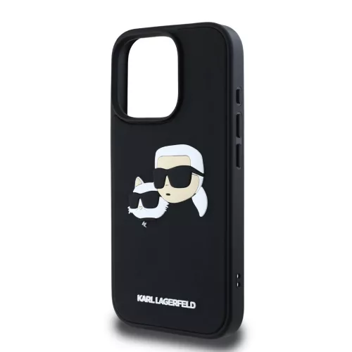 Karl Lagerfeld 3D Rubber Double Heads tok, iPhone 16 Pro - fekete