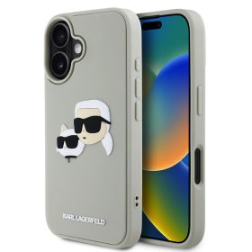 Karl Lagerfeld 3D Rubber Double Heads tok, iPhone 16 Beige