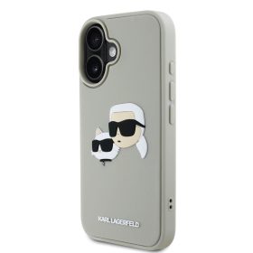 Karl Lagerfeld 3D Rubber Double Heads tok, iPhone 16 Beige