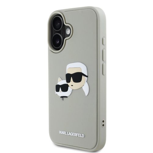 Karl Lagerfeld 3D Rubber Double Heads tok, iPhone 16 Beige