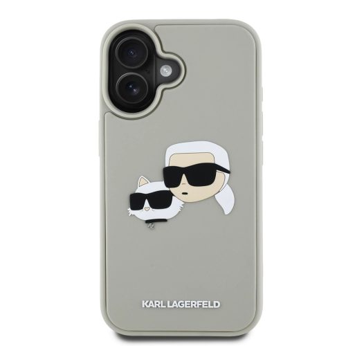 Karl Lagerfeld 3D Rubber Double Heads tok, iPhone 16 Beige