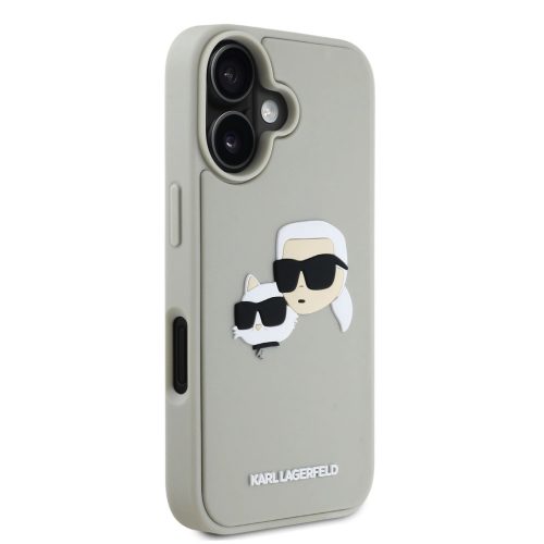 Karl Lagerfeld 3D Rubber Double Heads tok, iPhone 16 Beige
