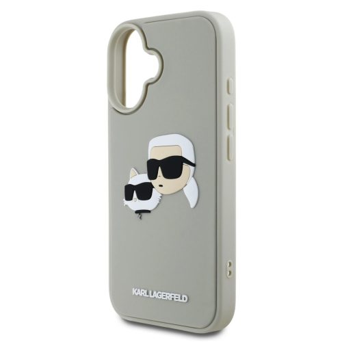 Karl Lagerfeld 3D Rubber Double Heads tok, iPhone 16 Beige