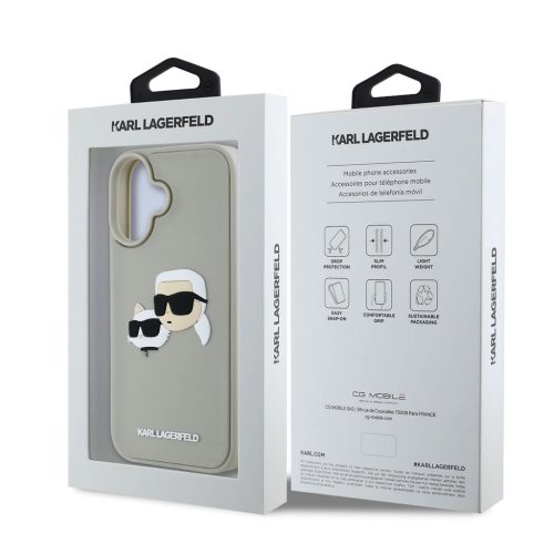 Karl Lagerfeld 3D Rubber Double Heads tok, iPhone 16 Beige