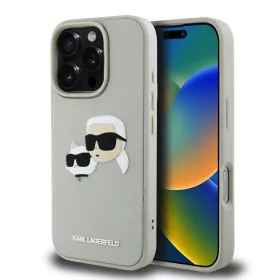   Karl Lagerfeld 3D Rubber Double Heads tok, iPhone 16 Pro Max Beige