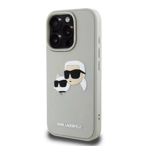 Karl Lagerfeld 3D Rubber Double Heads tok, iPhone 16 Pro Max Beige