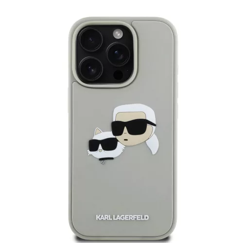 Karl Lagerfeld 3D Rubber Double Heads tok, iPhone 16 Pro Max Beige