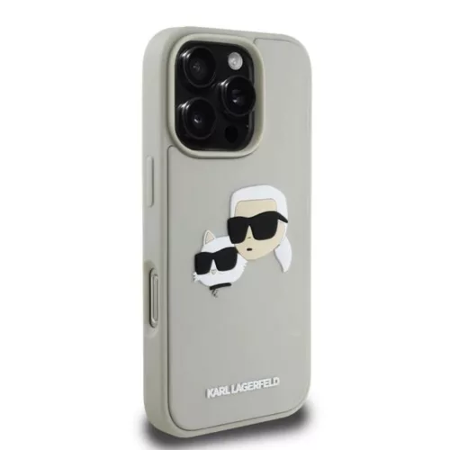 Karl Lagerfeld 3D Rubber Double Heads tok, iPhone 16 Pro Max Beige