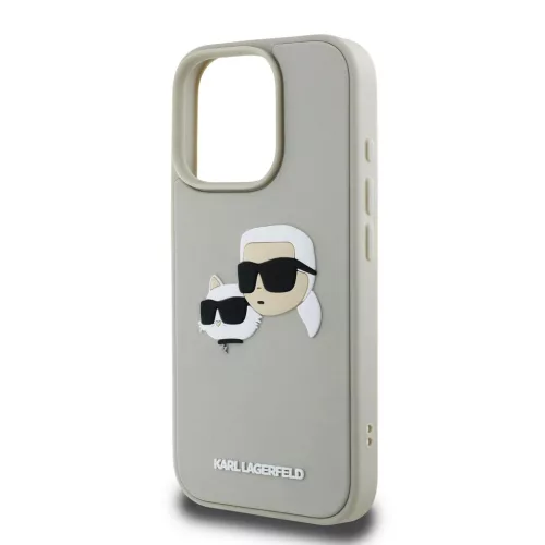 Karl Lagerfeld 3D Rubber Double Heads tok, iPhone 16 Pro Max Beige