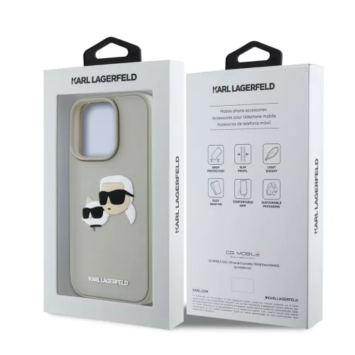 Karl Lagerfeld 3D Rubber Double Heads tok, iPhone 16 Pro Max Beige