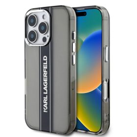 Karl Lagerfeld IML Stripe Logo iPhone 16 Pro tok – fekete