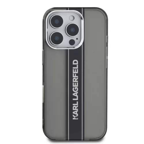 Karl Lagerfeld IML Stripe Logo iPhone 16 Pro Max tok – fekete