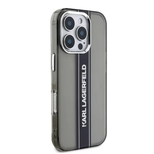 Karl Lagerfeld IML Stripe Logo iPhone 16 Pro Max tok – fekete