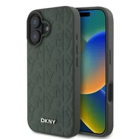 DKNY PU Leather Grid Pattern Magsafe tok, iPhone 16 - zöld