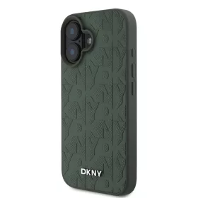 DKNY PU Leather Grid Pattern Magsafe tok, iPhone 16 - zöld