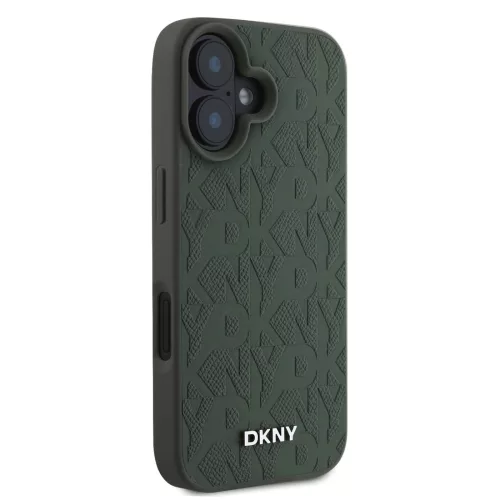 DKNY PU Leather Grid Pattern Magsafe tok, iPhone 16 - zöld