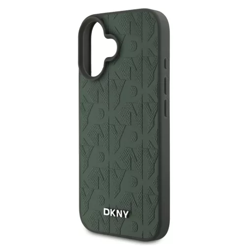 DKNY PU Leather Grid Pattern Magsafe tok, iPhone 16 - zöld