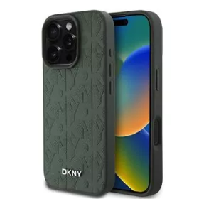  DKNY PU Leather Grid Pattern Magsafe tok, iPhone 16 Pro - zöld