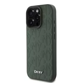   DKNY PU Leather Grid Pattern Magsafe tok, iPhone 16 Pro - zöld