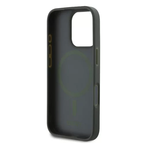 DKNY PU Leather Grid Pattern Magsafe tok, iPhone 16 Pro - zöld