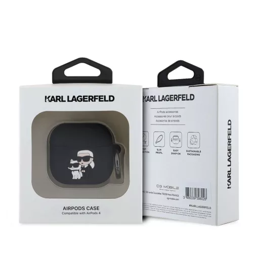 Karl Lagerfeld 3D Logo NFT Karl and Choupette Silicone tok, Airpods 4 - fekete