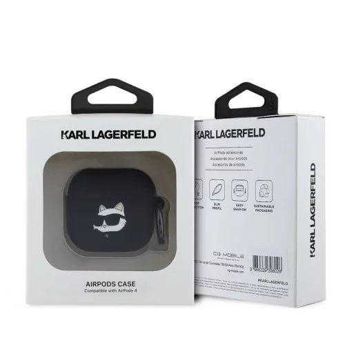Karl Lagerfeld 3D Logo NFT Choupette Head Silikon tok, AirPods 4 - fekete - 