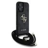 Guess PU 4G Metal Logo Crossbody Popruh tok, iPhone 16 - fekete