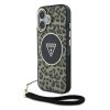 Guess IML Leopard Triangle Logo Strap MagSafe iPhone 16 tok – Barna