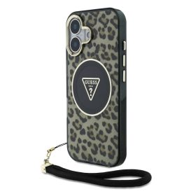   Guess IML Leopard Triangle Logo Strap MagSafe iPhone 16 tok – Barna