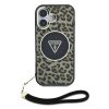 Guess IML Leopard Triangle Logo Strap MagSafe iPhone 16 tok – Barna