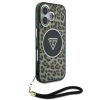 Guess IML Leopard Triangle Logo Strap MagSafe iPhone 16 tok – Barna