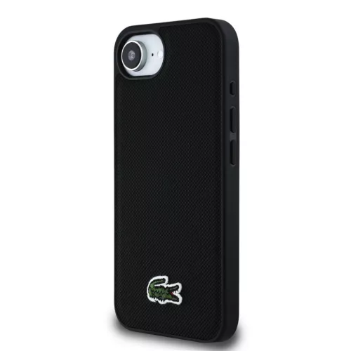 Lacoste Iconic Petit Pique Woven Logo MagSafe Hátlap iPhone 16e/17e készülékhez – Fekete