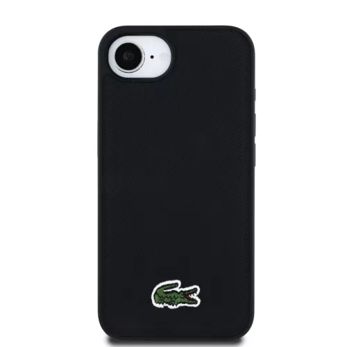 Lacoste Iconic Petit Pique Woven Logo MagSafe Hátlap iPhone 16e/17e készülékhez – Fekete