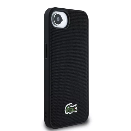 Lacoste Iconic Petit Pique Woven Logo MagSafe Hátlap iPhone 16e/17e készülékhez – Fekete