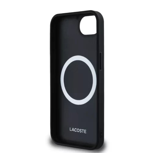 Lacoste Iconic Petit Pique Woven Logo MagSafe Hátlap iPhone 16e/17e készülékhez – Fekete