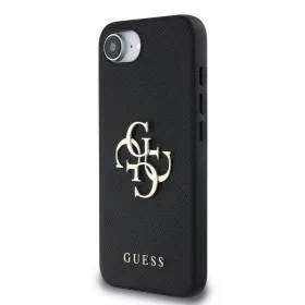  Guess PU Grained 4G Metal Logo tok Apple iPhone 16e/17e készülékhez – Fekete