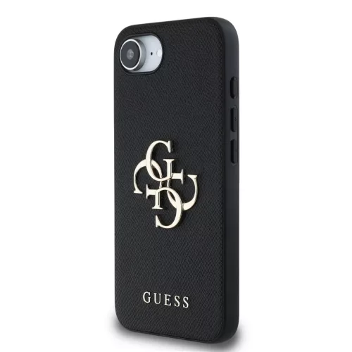 Guess PU Grained 4G Metal Logo tok Apple iPhone 16e/17e készülékhez – Fekete