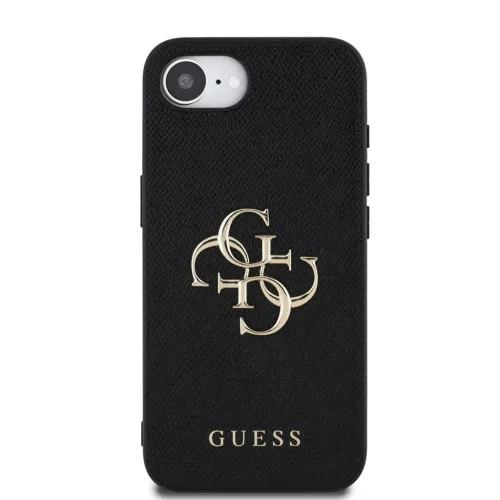 Guess PU Grained 4G Metal Logo tok Apple iPhone 16e/17e készülékhez – Fekete