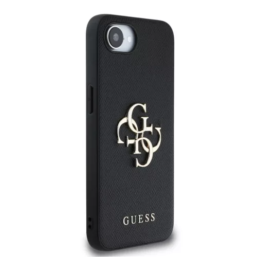 Guess PU Grained 4G Metal Logo tok Apple iPhone 16e/17e készülékhez – Fekete