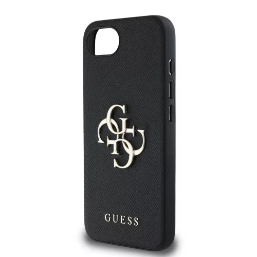 Guess PU Grained 4G Metal Logo tok Apple iPhone 16e/17e készülékhez – Fekete