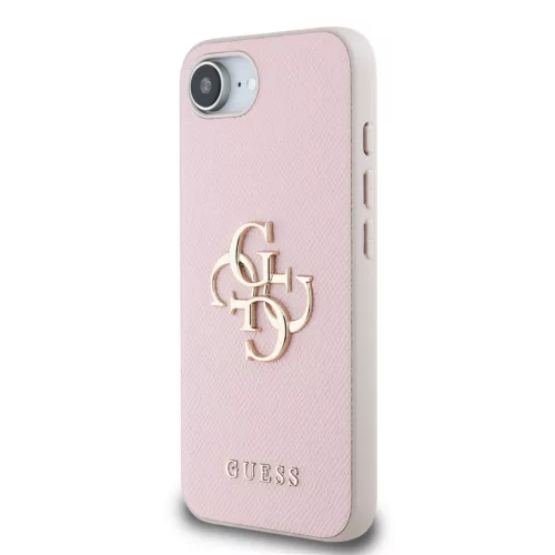 Guess PU Grained 4G Metal Logo tok Apple iPhone 16e/17e készülékhez – Rózsaszín