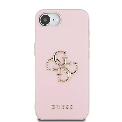 Guess PU Grained 4G Metal Logo tok Apple iPhone 16e/17e készülékhez – Rózsaszín