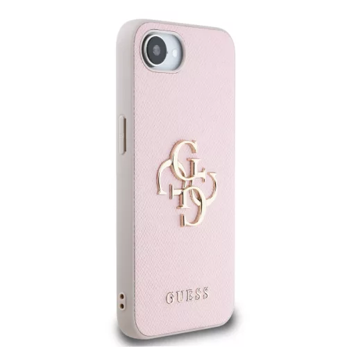 Guess PU Grained 4G Metal Logo tok Apple iPhone 16e/17e készülékhez – Rózsaszín